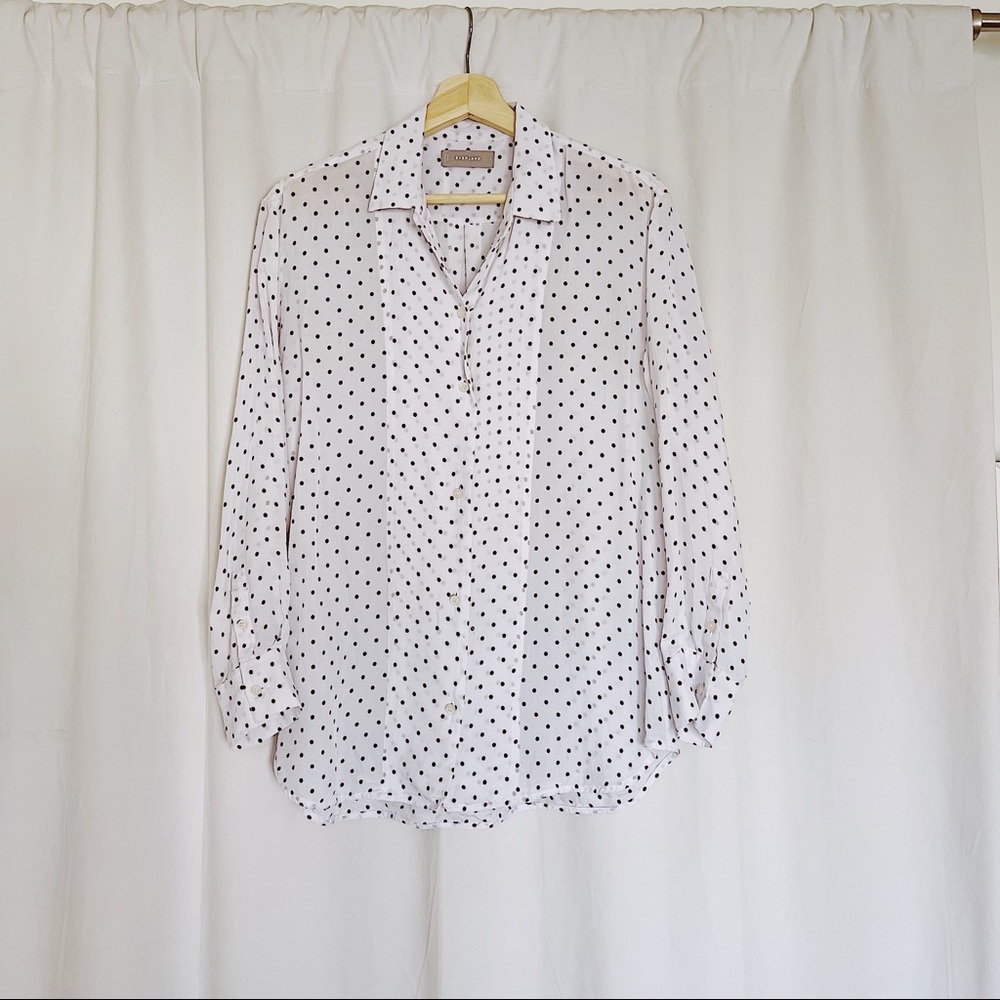 Everlane Oversized Black White Polka Dot Blouse